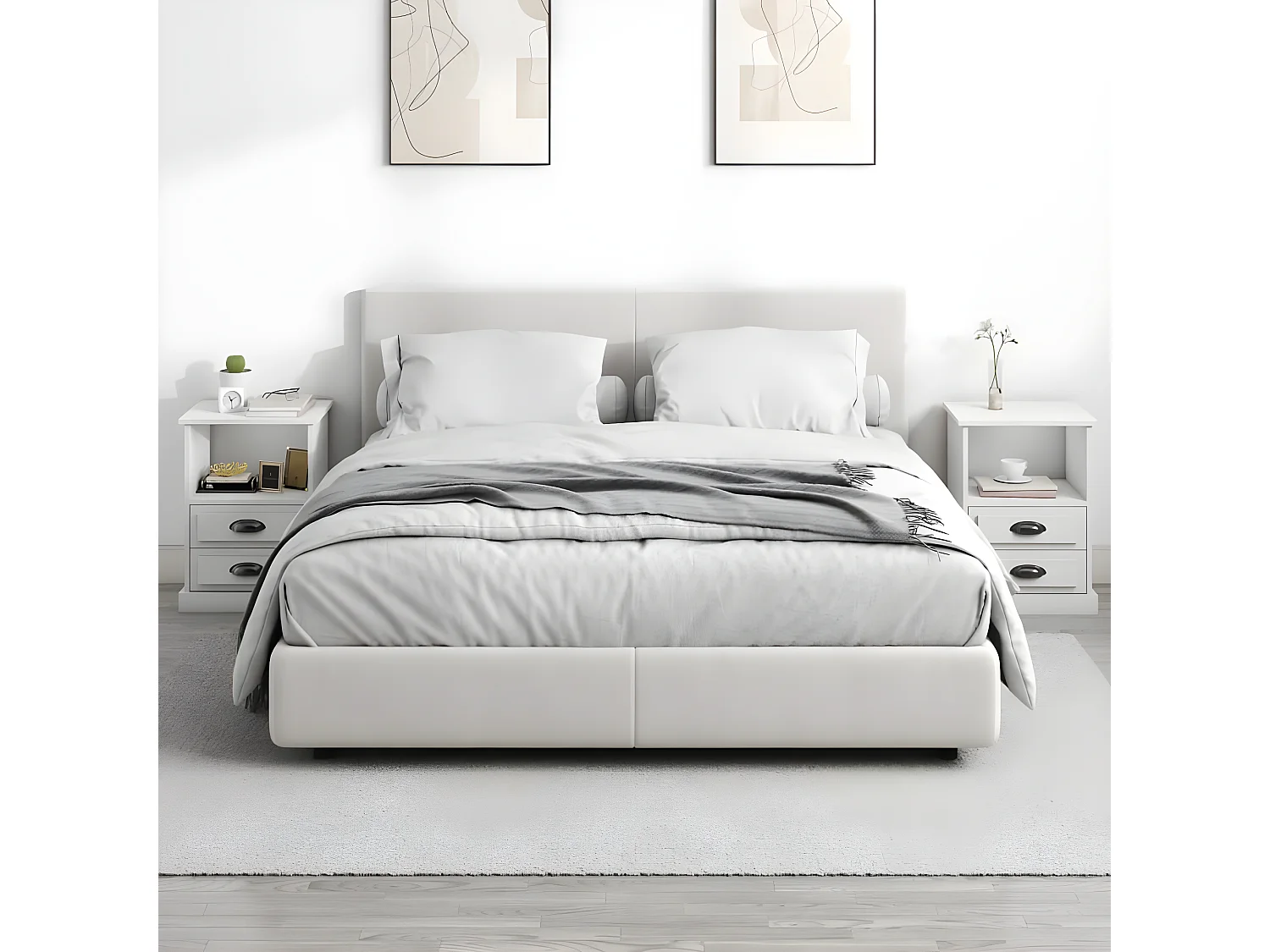 Tables de chevet 2 pièces blanc 43x36x60 cm