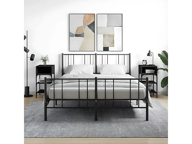 Tables de chevet 2 pièces noir 35x34,5x70 cm bois d'ingénierie