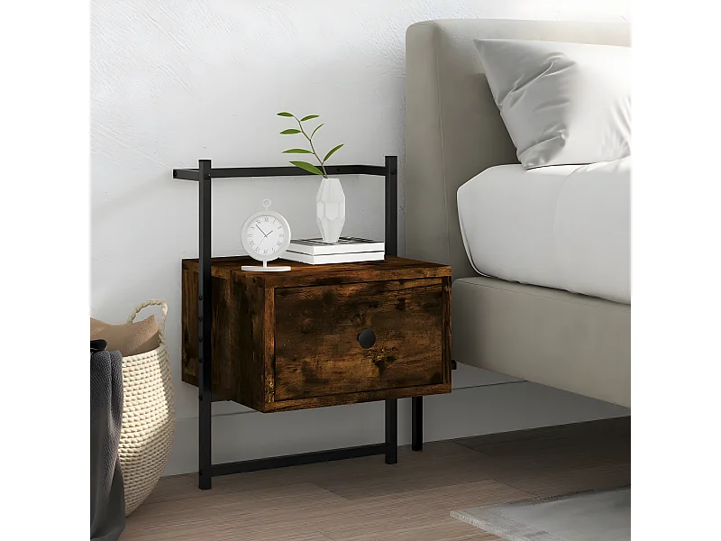 Table de chevet murale chêne fumé 35x30x51 cm cm