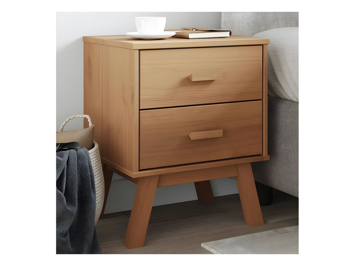 Table de chevet OLDEN marron bois de pin solide