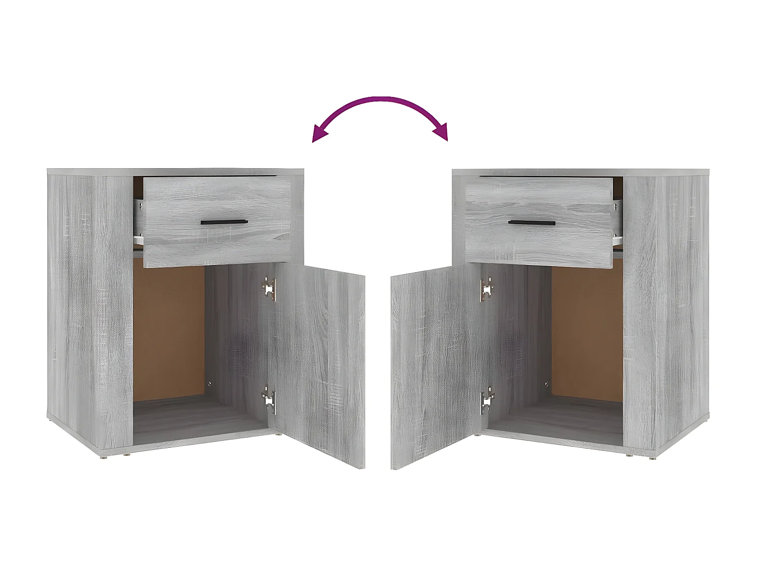 Mesa cabeceira 50x36x60 cm derivados madeira cinzento sonoma