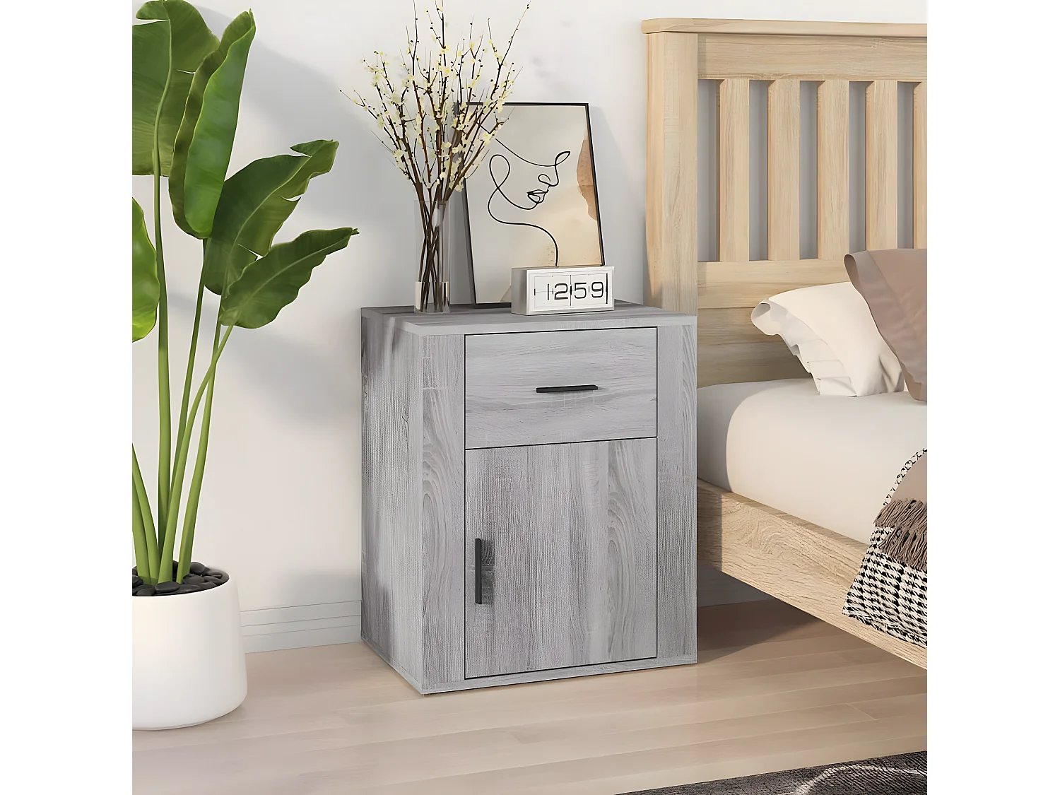 Table de chevet Sonoma gris 50x36x60 cm Bois d'ingénierie