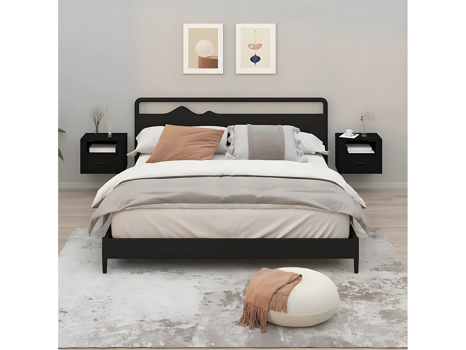 Tables de chevet murales 2 pièces Noir 50x36x40 cm