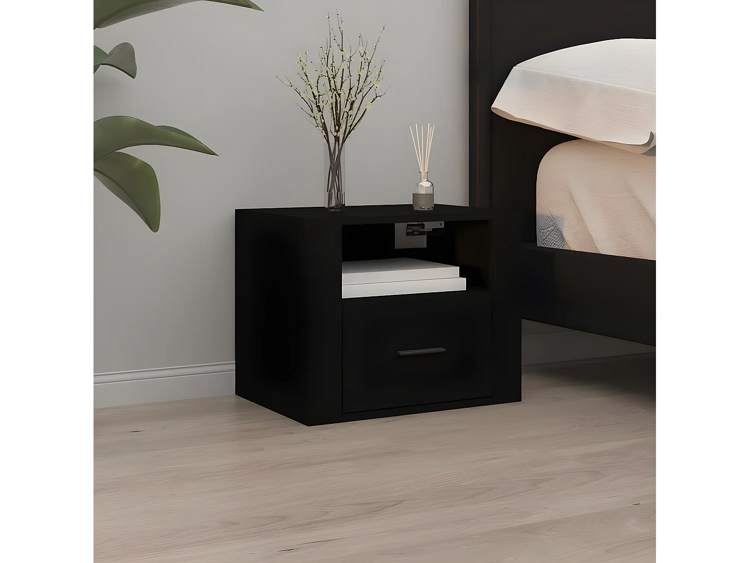 Tables de chevet murales 2 pièces Noir 50x36x40 cm