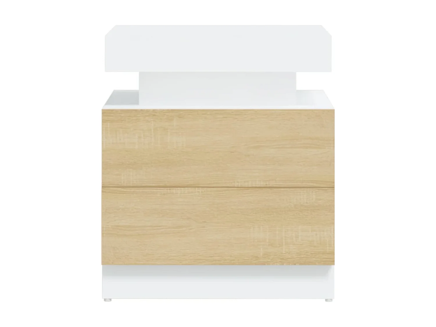 Mesita de noche aglomerado blanco y roble Sonoma 45x35x52 cm