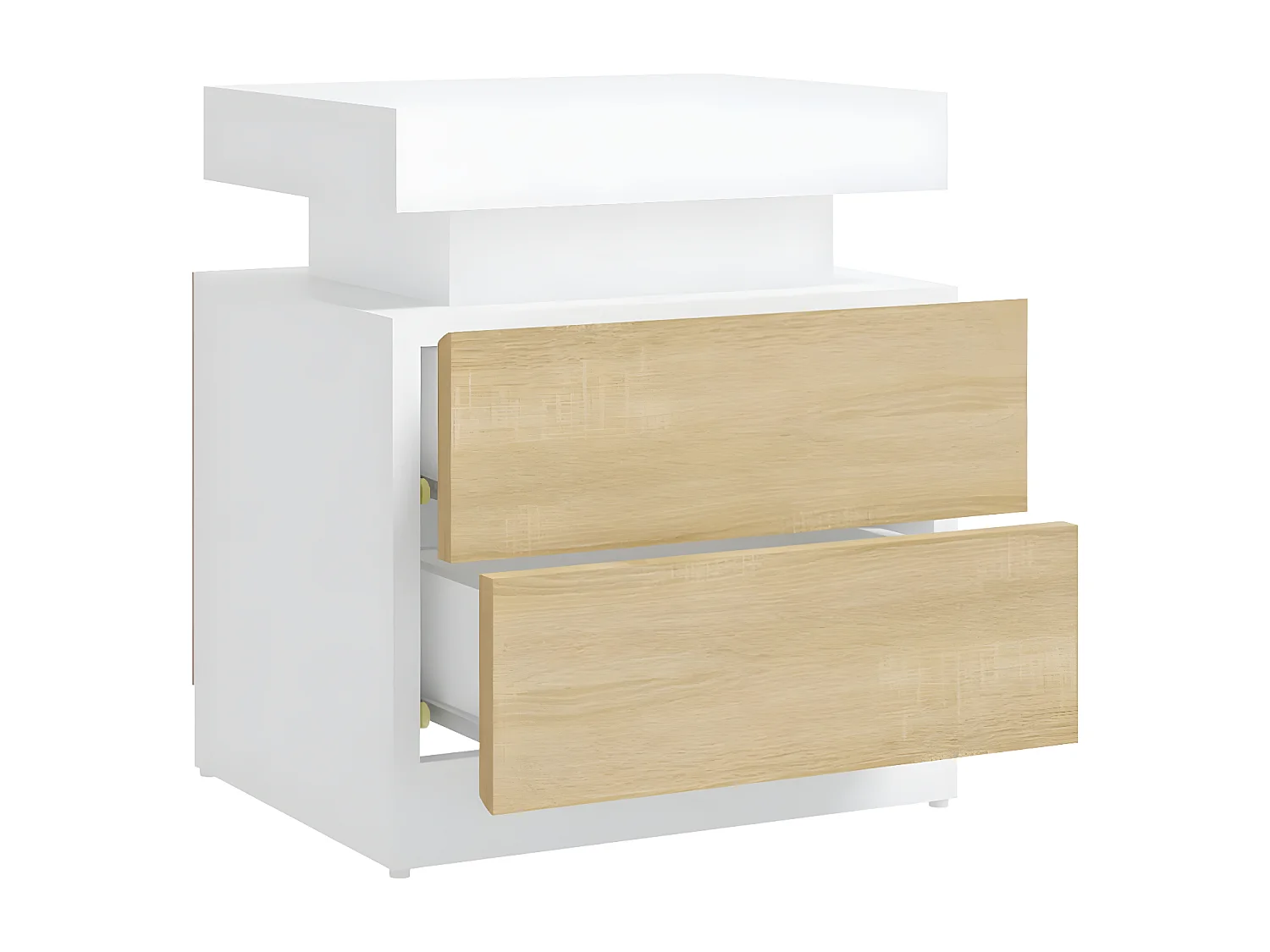 Mesita de noche aglomerado blanco y roble Sonoma 45x35x52 cm