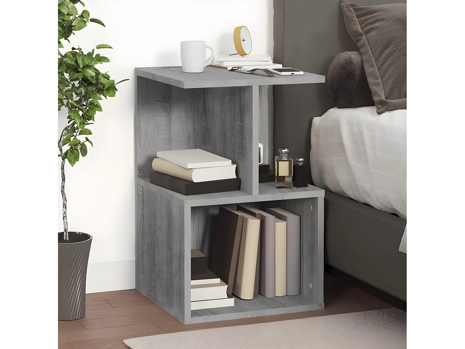 Table de chevet Sonoma gris 35x35x55 cm Bois d'ingénierie