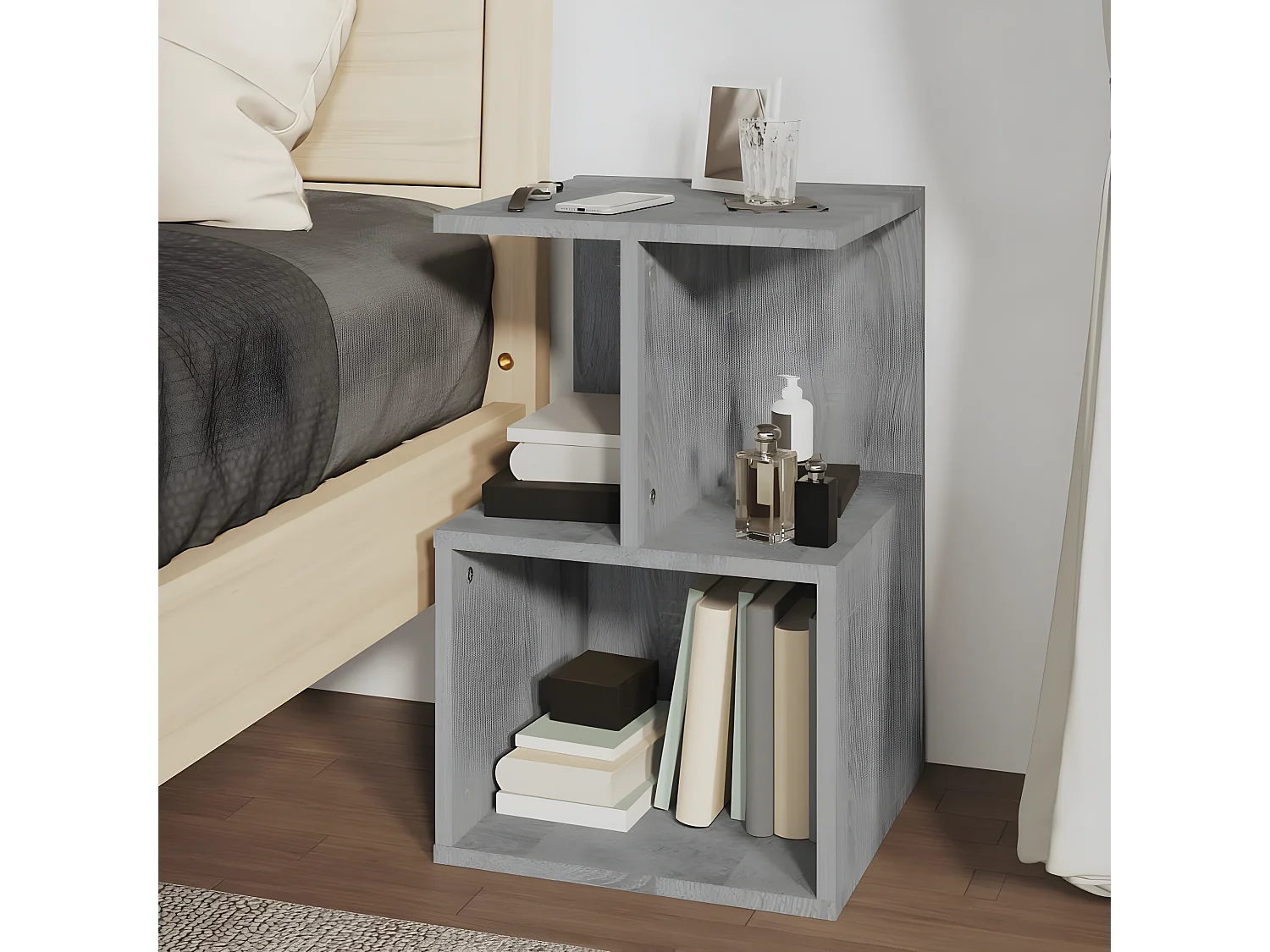 Table de chevet Sonoma gris 35x35x55 cm Bois d'ingénierie