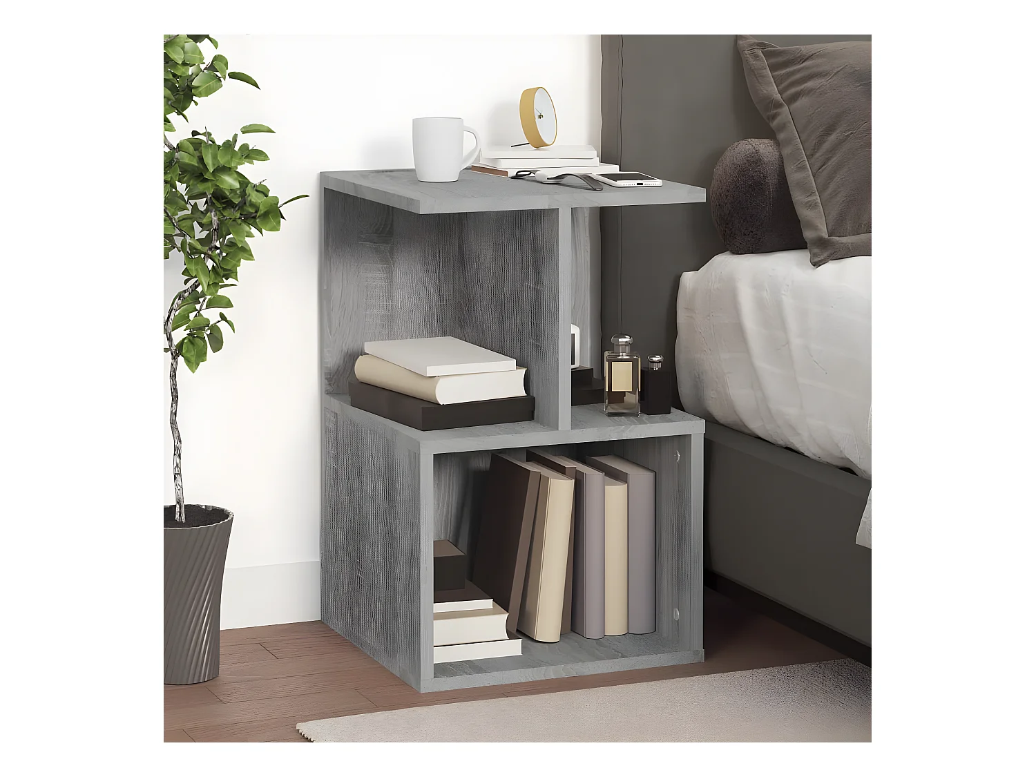 Table de chevet Sonoma gris 35x35x55 cm Bois d'ingénierie