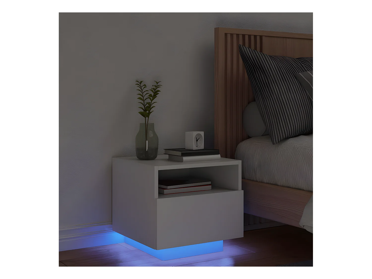 Table de chevet avec lumières LED blanc 40x39x37 cm