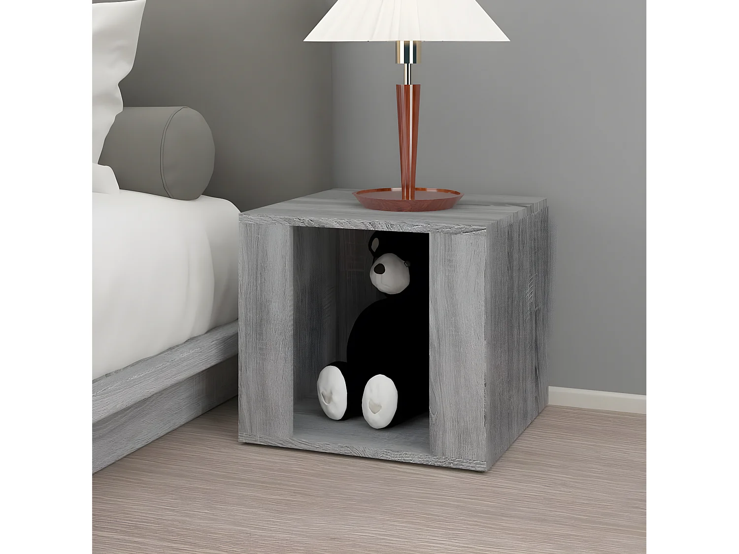 Mesita de noche madera contrachapada gris Sonoma 41x40x36 cm