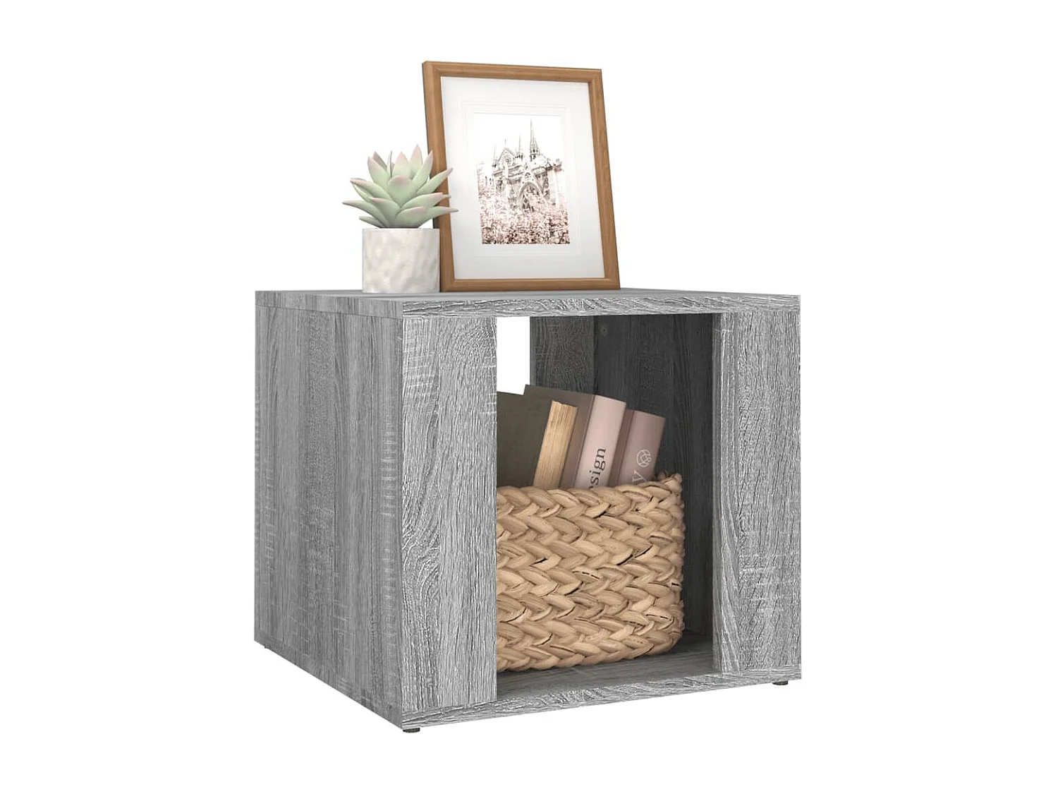 Mesita de noche madera contrachapada gris Sonoma 41x40x36 cm