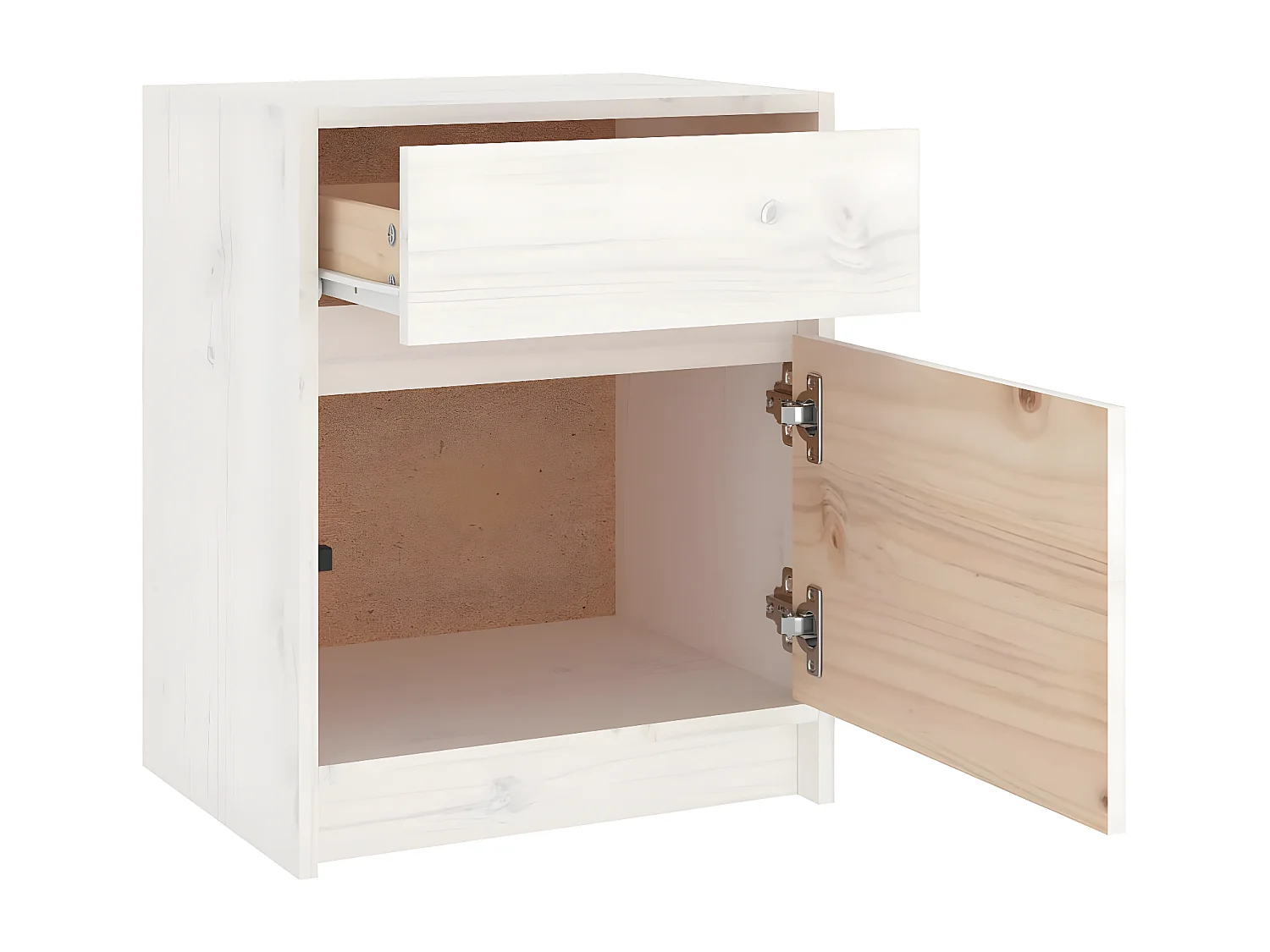 Table de chevet Blanc 40x31x50 cm Bois de pin massif