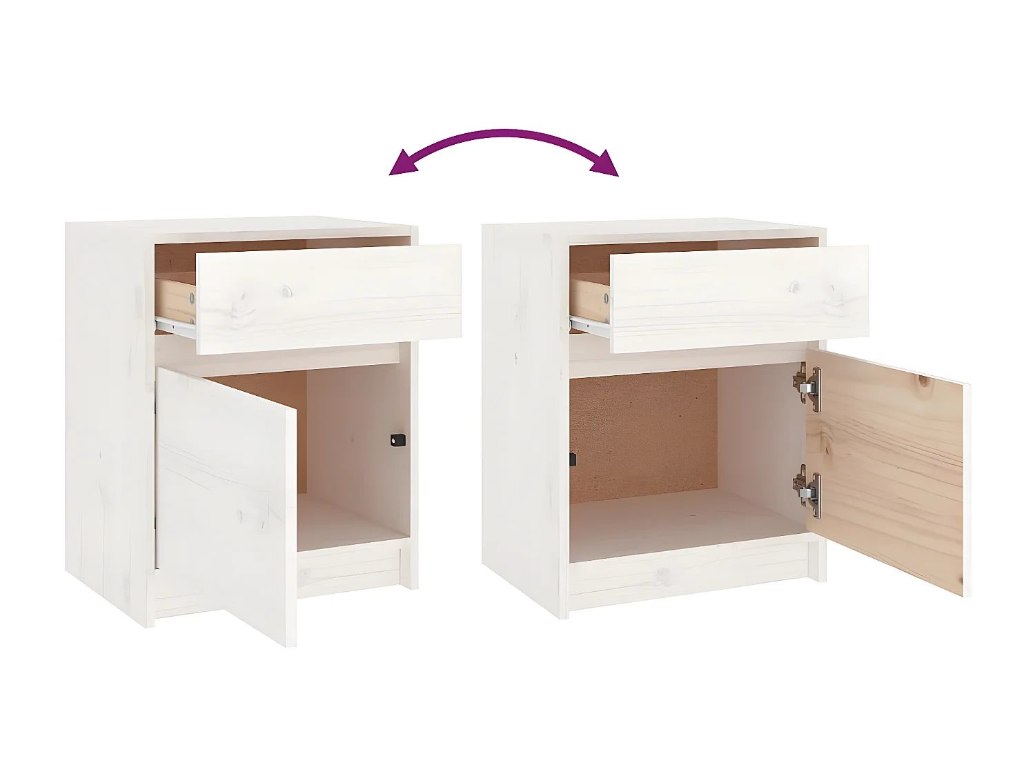 Table de chevet Blanc 40x31x50 cm Bois de pin massif