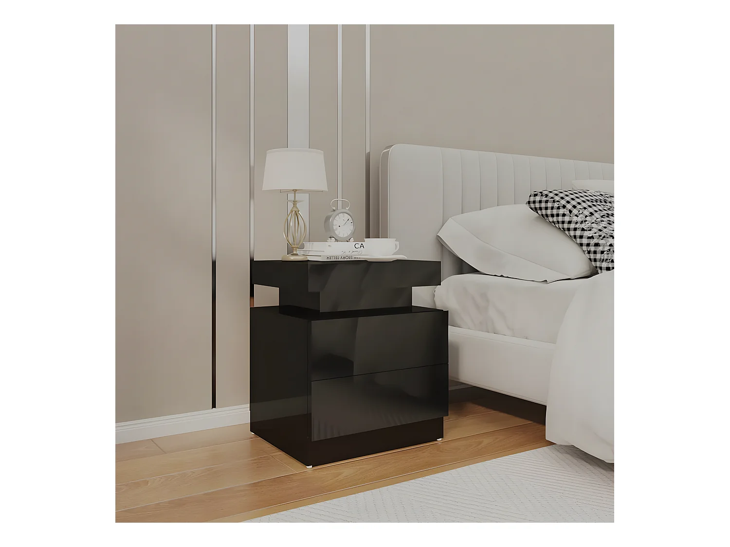 Table de chevet Noir brillant 45x35x52 cm Aggloméré