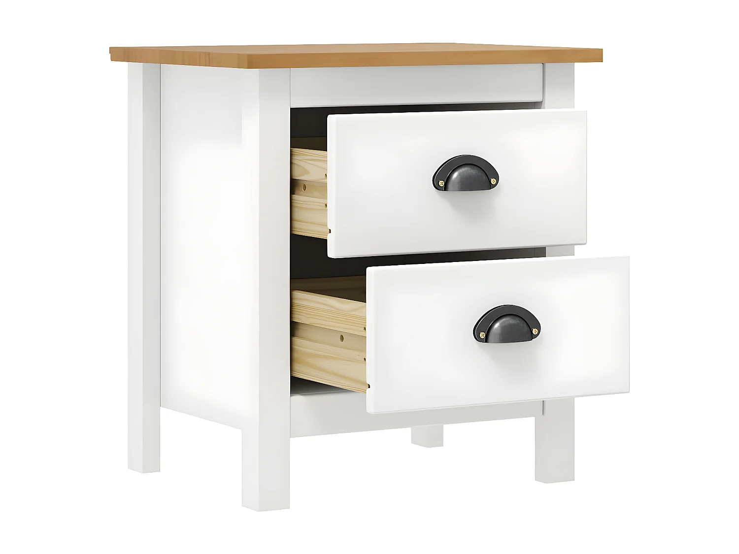 Tables de chevet Hill 2 pièces Blanc 46x35x49,5 cm Bois pin solide