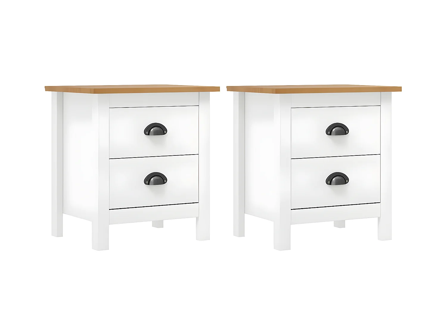 Tables de chevet Hill 2 pièces Blanc 46x35x49,5 cm Bois pin solide