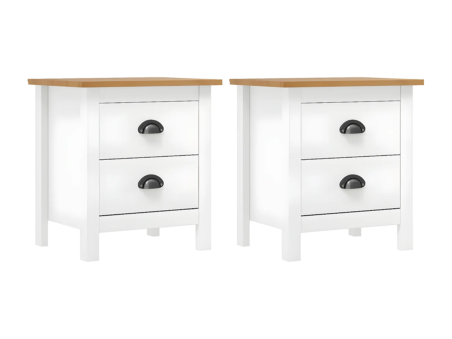 Tables de chevet Hill 2 pièces Blanc 46x35x49,5 cm Bois pin solide