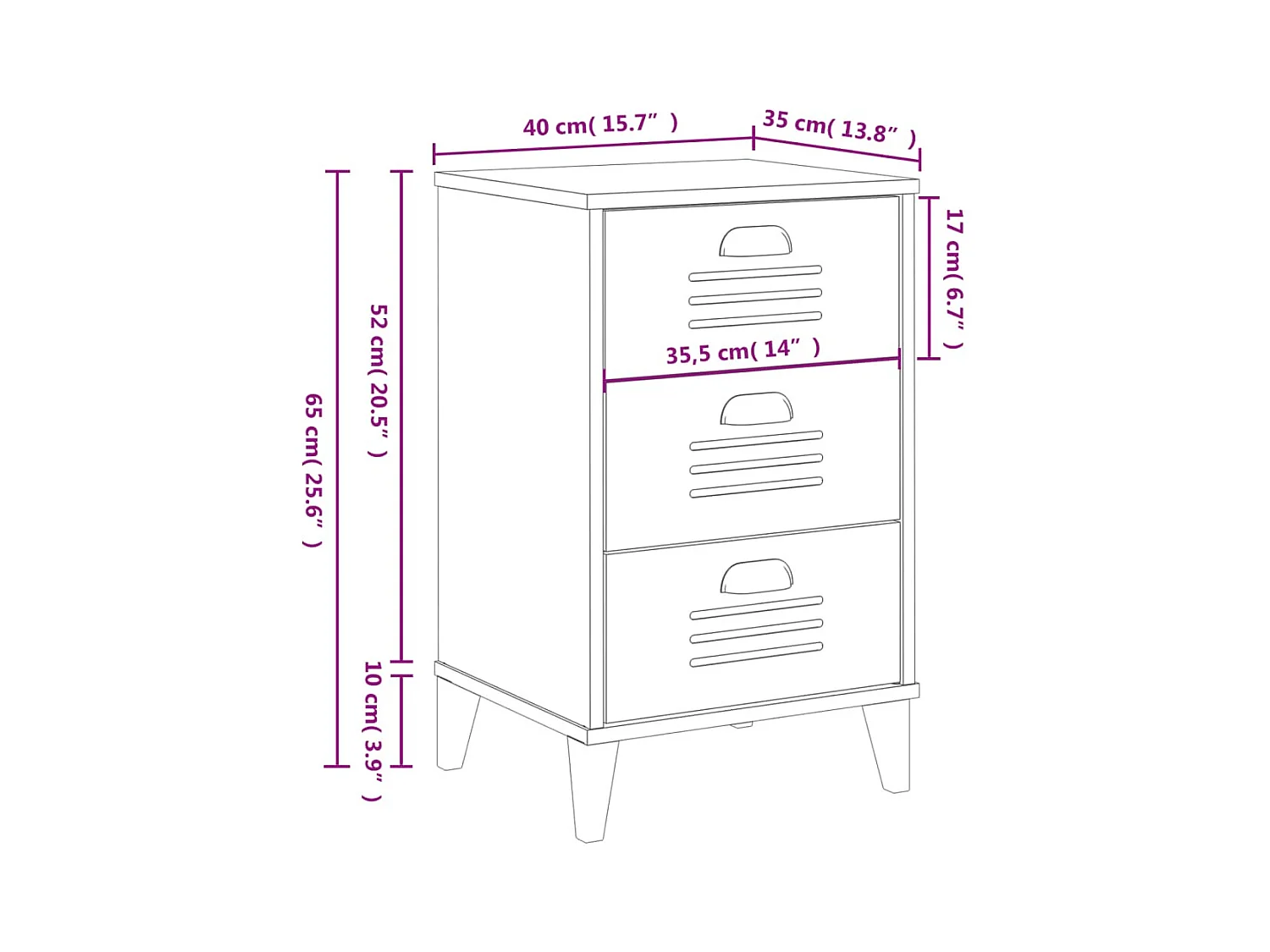Table de chevet VIKEN blanc bois de pin solide
