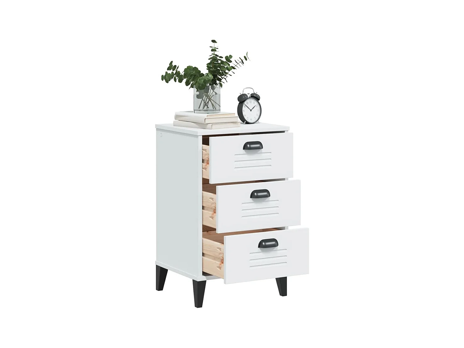 Table de chevet VIKEN blanc bois de pin solide