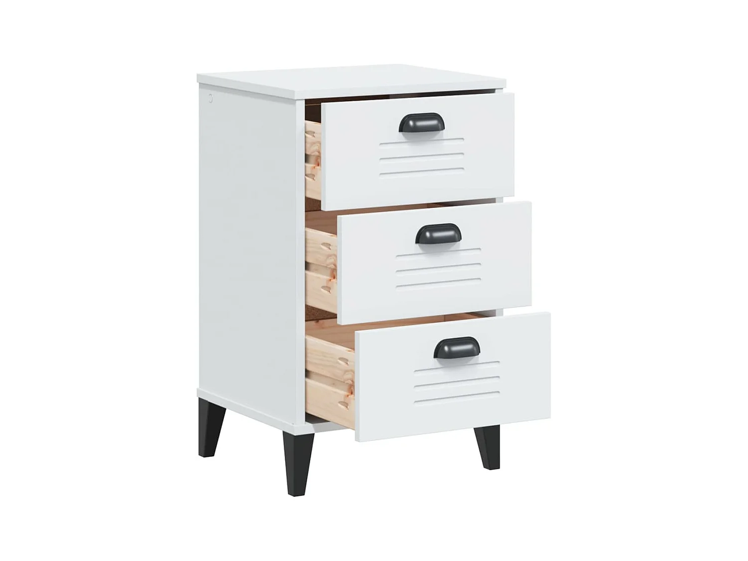 Table de chevet VIKEN blanc bois de pin solide