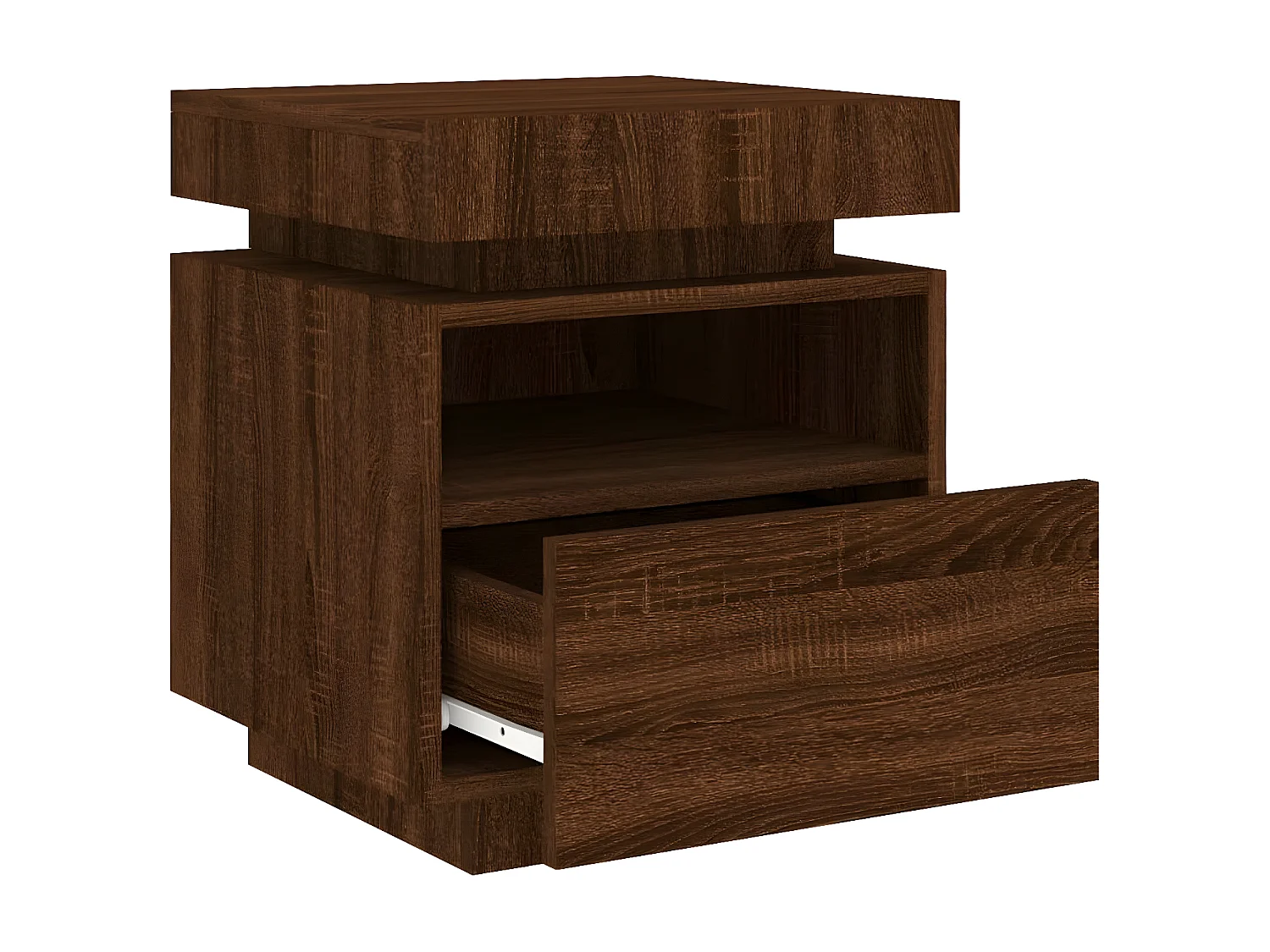 Armoires de chevet avec lumières LED 2 pièces chêne marron