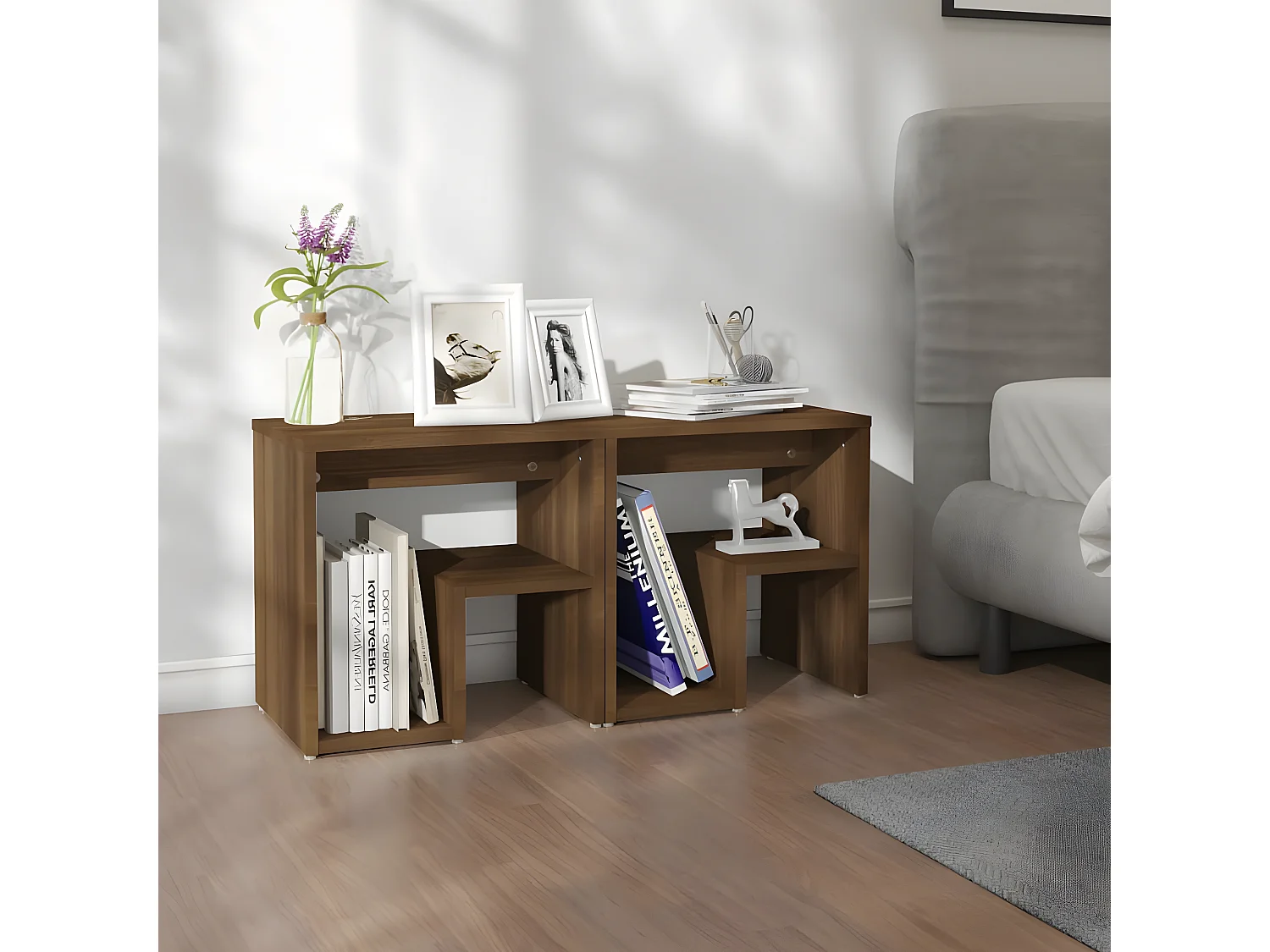 Tables de chevet 2 pièces Chêne marron 40x30x40 cm Bois ingénierie