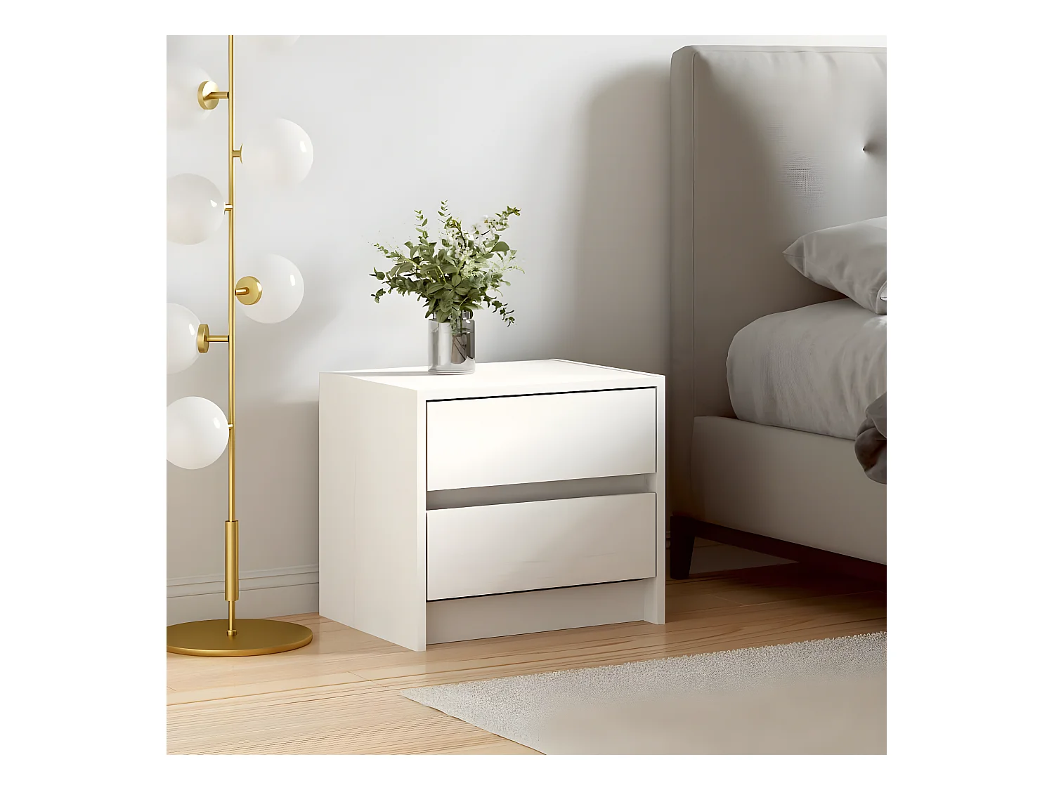 Table de chevet blanc 40x31x35,5 cm bois de pin massif