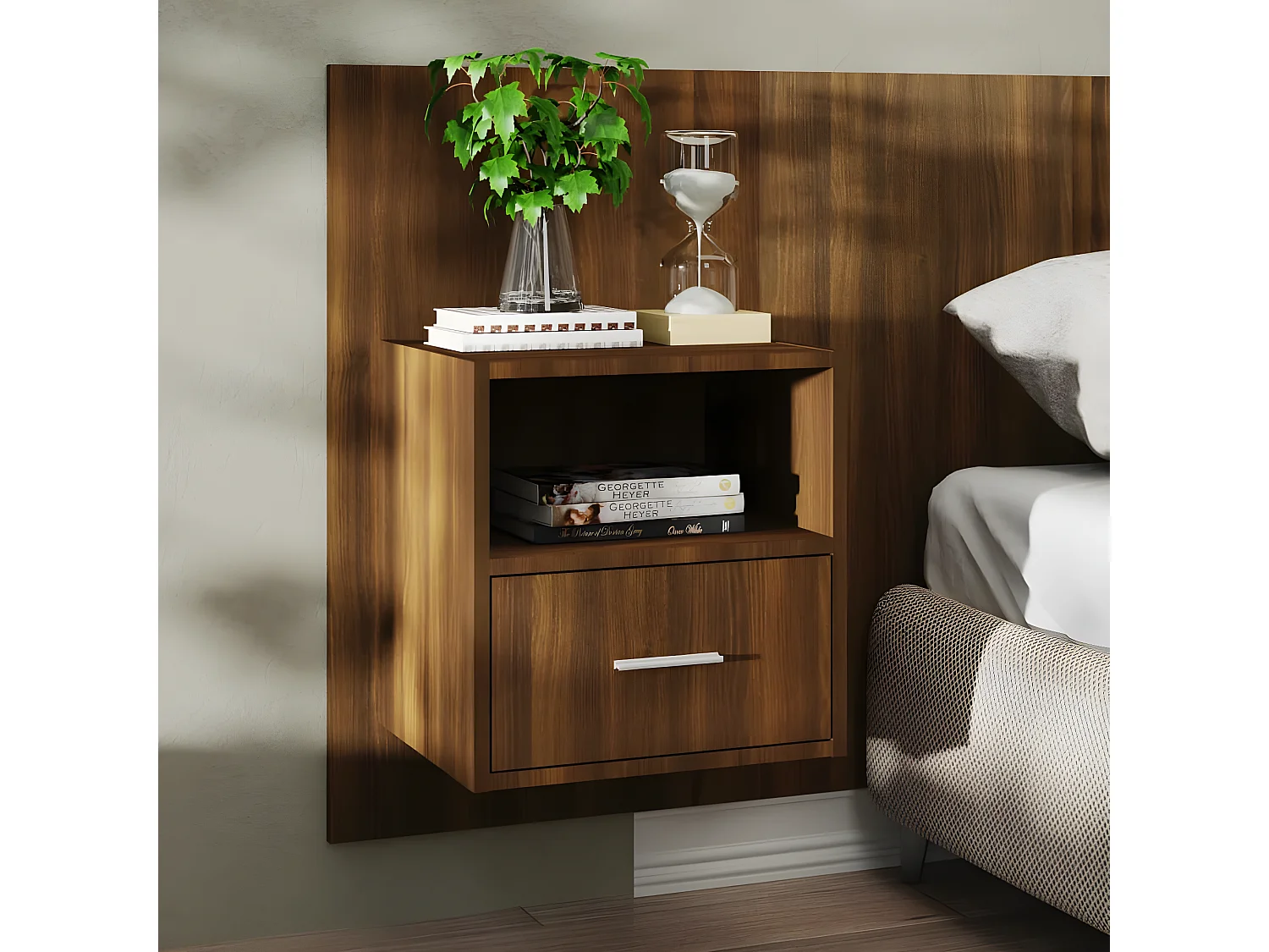 Table de chevet murale Chêne marron