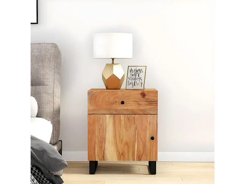 Mesa de cabeceira 50x33x60 cm acácia maciça/derivados madeira