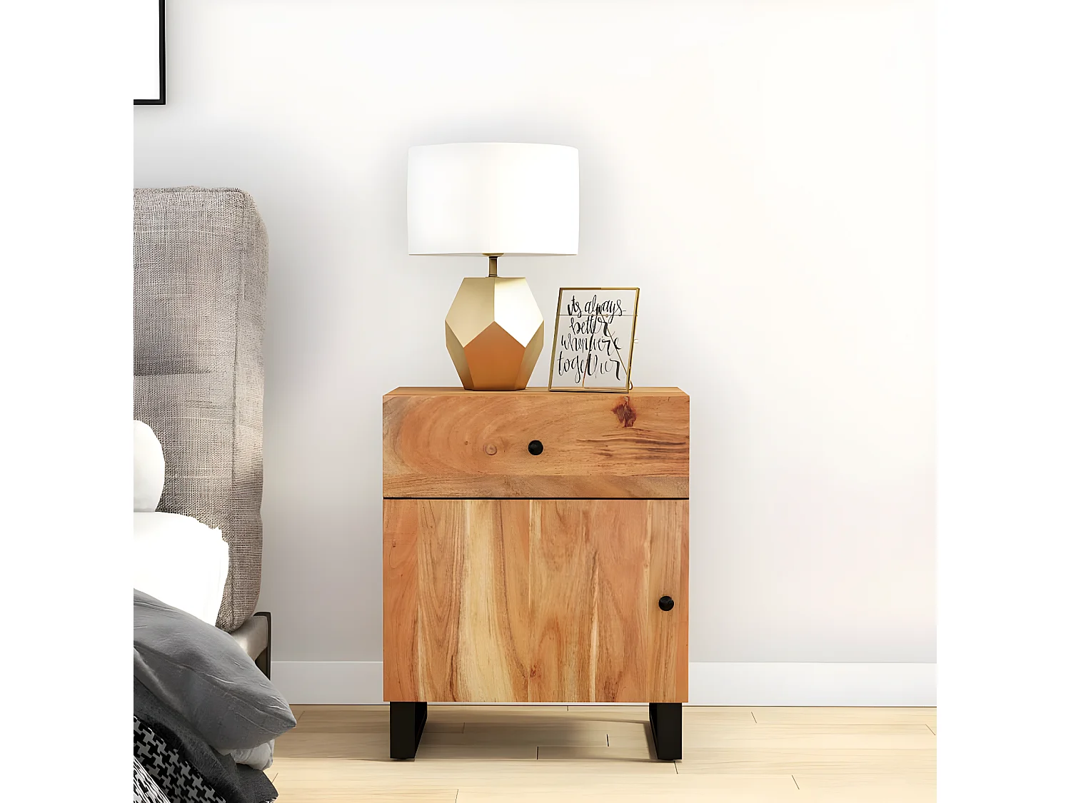 Table de chevet 50x33x60cm Bois d'acacia solide et d'ingénierie