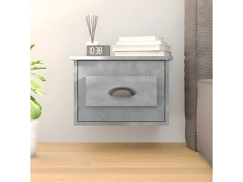 Mesa de cabeceira de parede 41,5x36x28 cm cinzento cimento