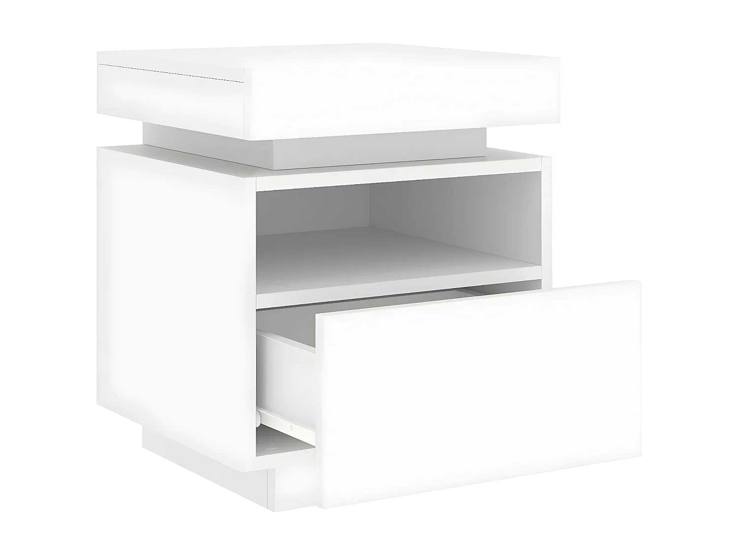 Armoires de chevet avec lumières LED 2 pièces blanc 40x39x48,5 cm