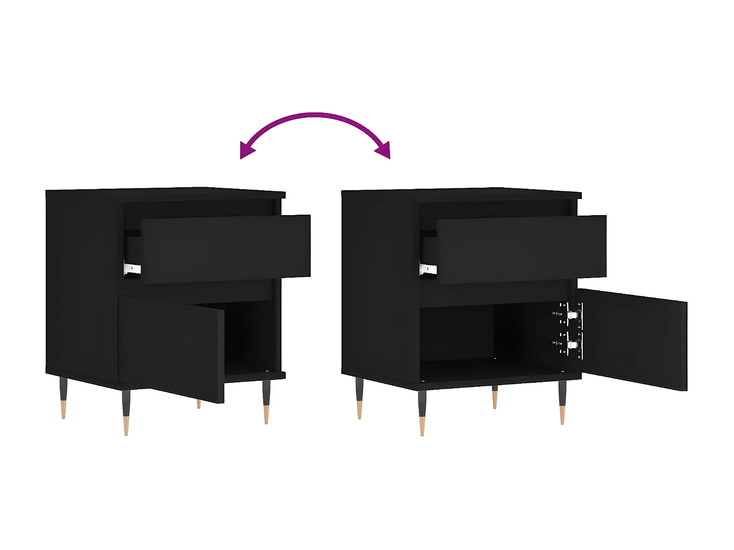 Table de chevet Noir 40x35x50 cm Bois d’ingénierie