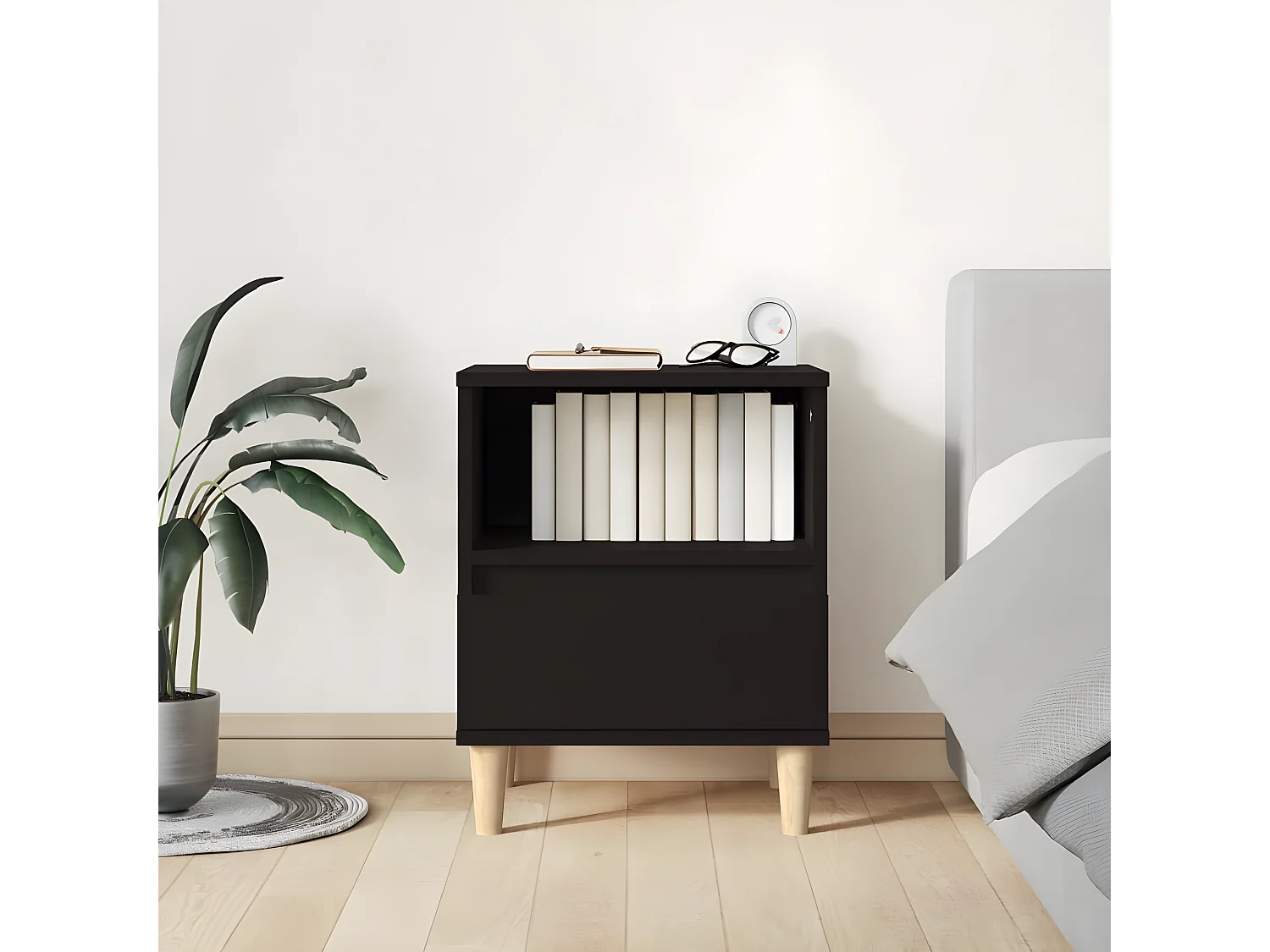 Table de chevet Noir 40x35x50 cm