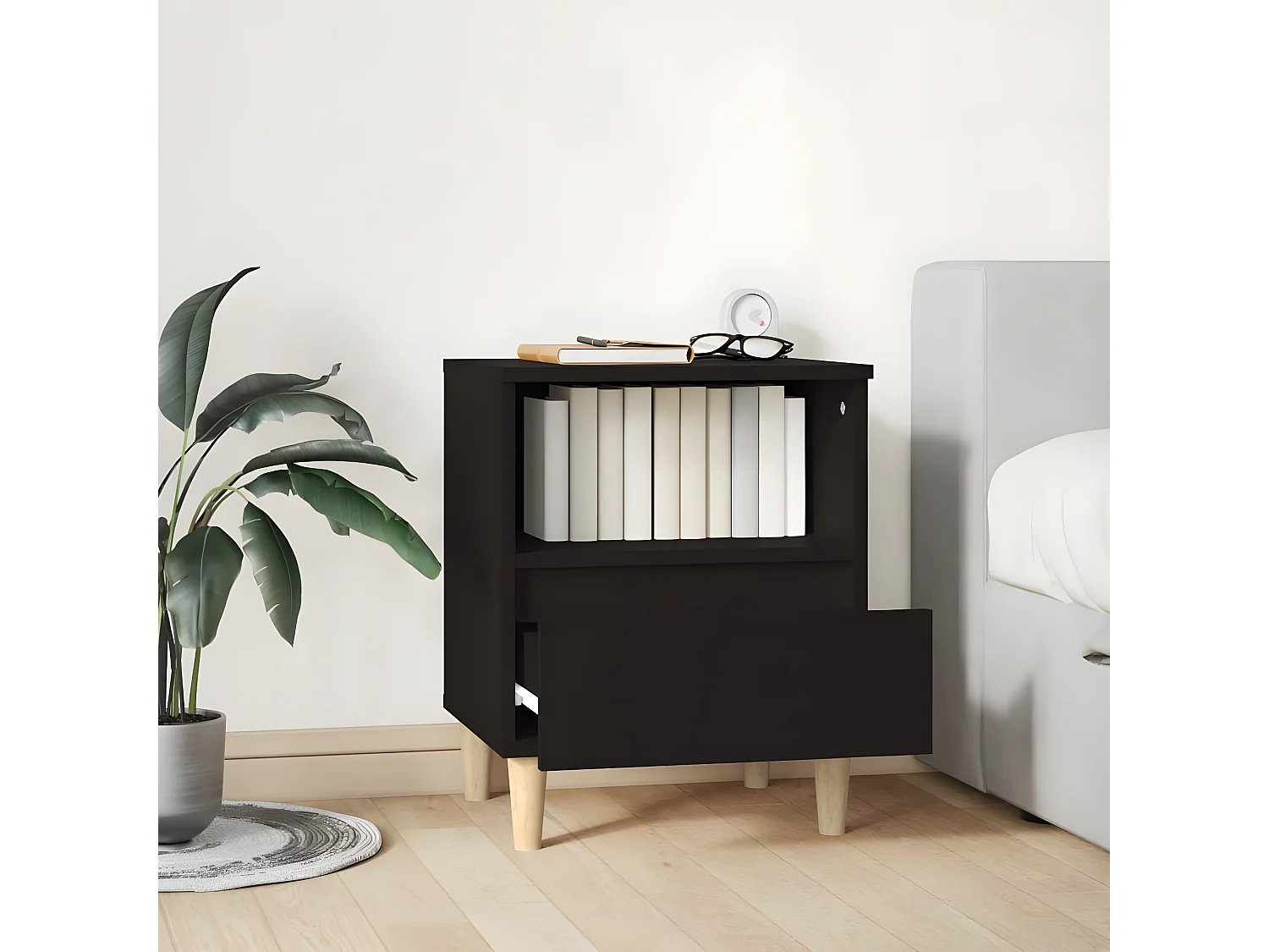 Table de chevet Noir 40x35x50 cm