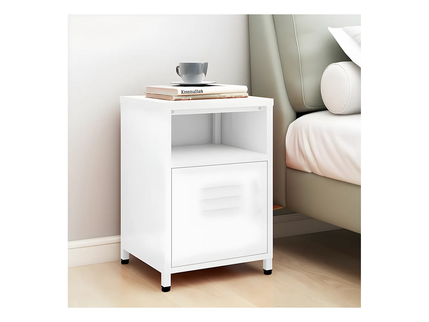 Table de chevet Blanc 35x35x51 cm Acier