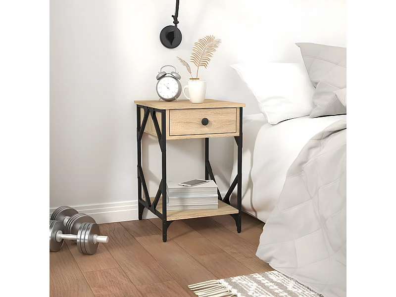 Mesitas noche 2 unidades madera contrachapada color roble 40x42x60cm