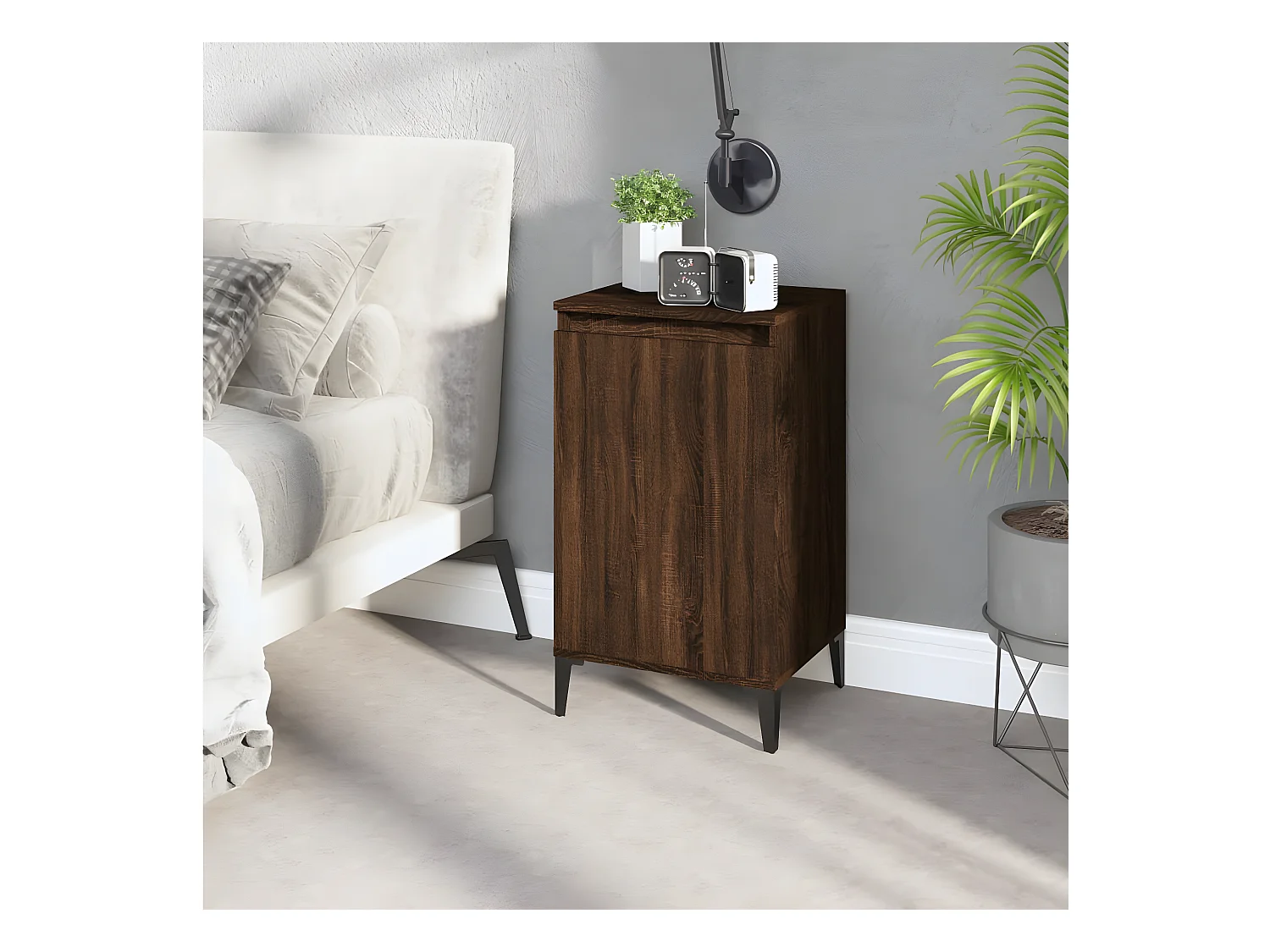 Table de chevet chêne marron 40x35x70 cm bois d'ingénierie