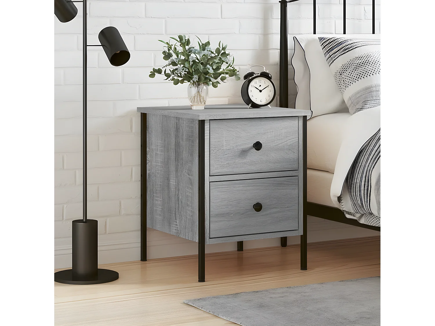 Table de chevet sonoma gris 40x42x50 cm bois d'ingénierie