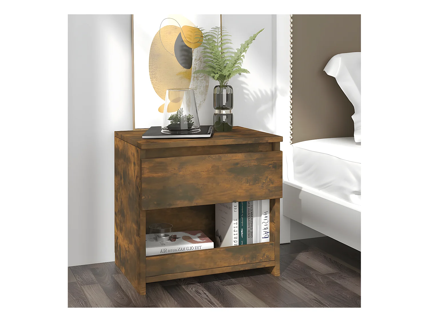 Table de chevet Chêne fumé 40x30x39 cm Bois d'ingénierie