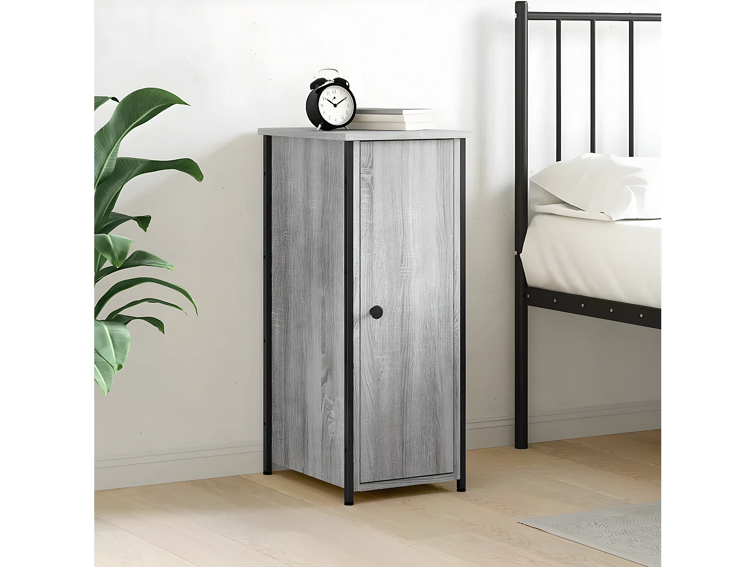 Mesa cabeceira 32x42x80 cm derivados de madeira cinzento sonoma