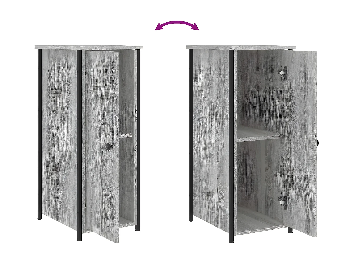 Mesa cabeceira 32x42x80 cm derivados de madeira cinzento sonoma