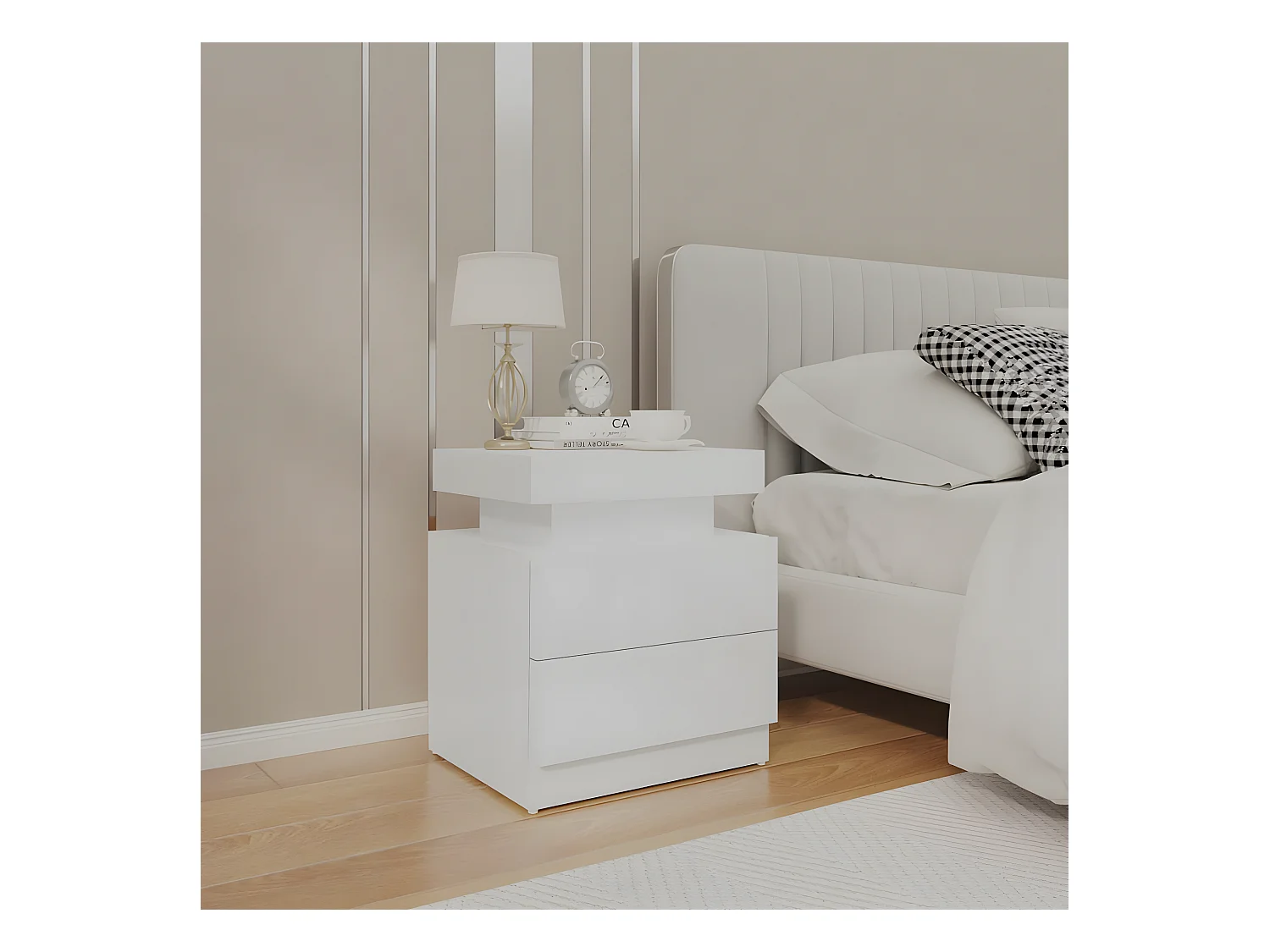 Table de chevet Blanc brillant 45x35x52 cm Aggloméré
