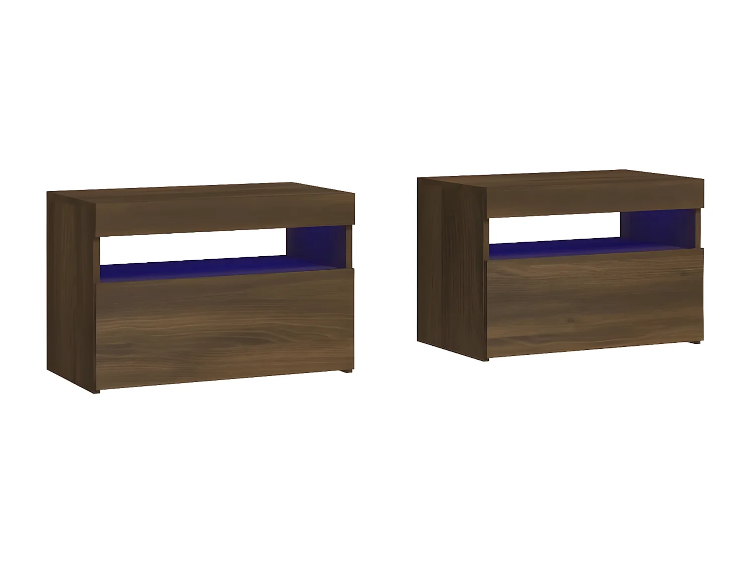 Mesas cabeceira c/ LEDs 2 peças 60x35x40 cm carvalho castanho