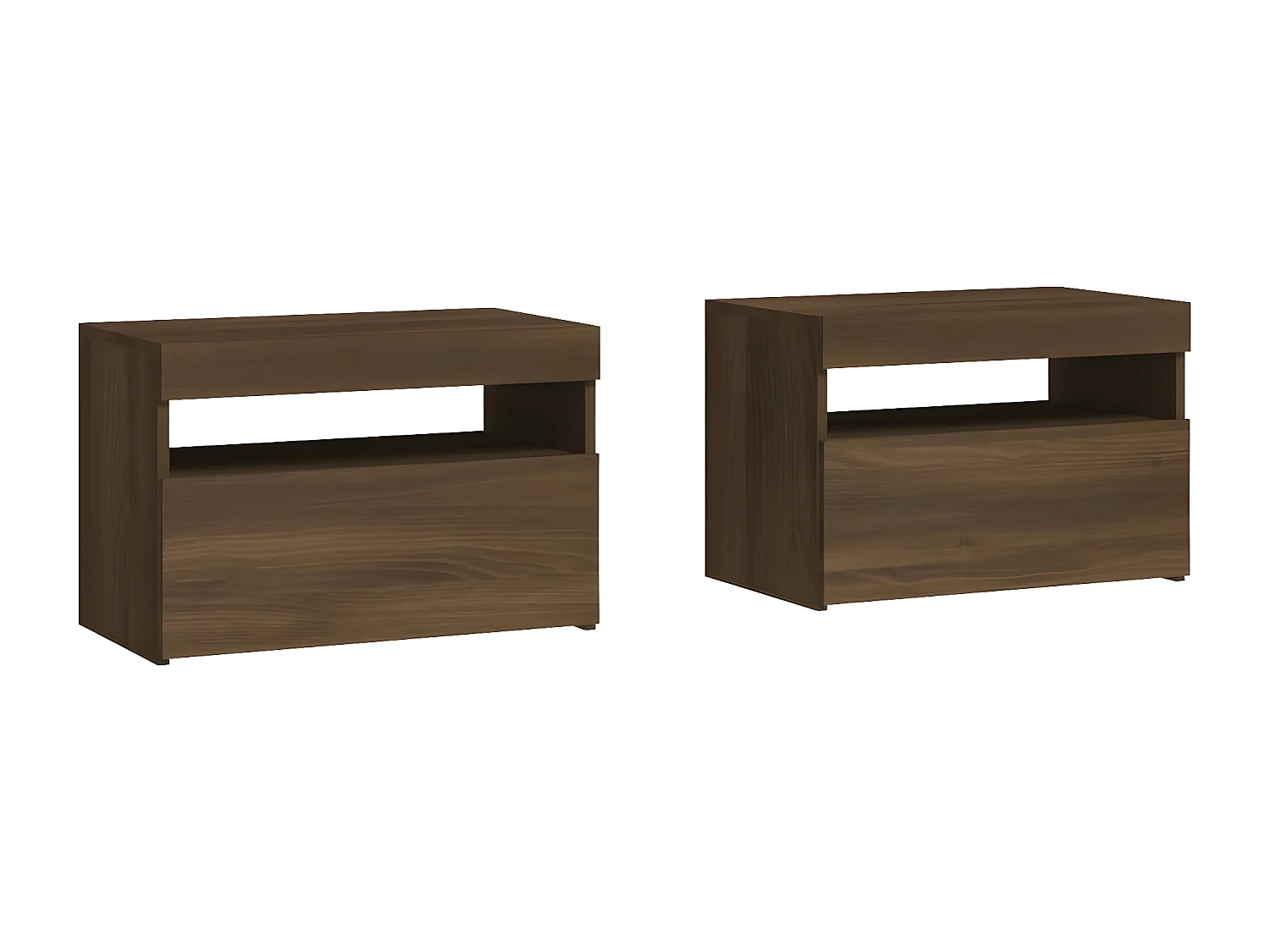 Mesas cabeceira c/ LEDs 2 peças 60x35x40 cm carvalho castanho