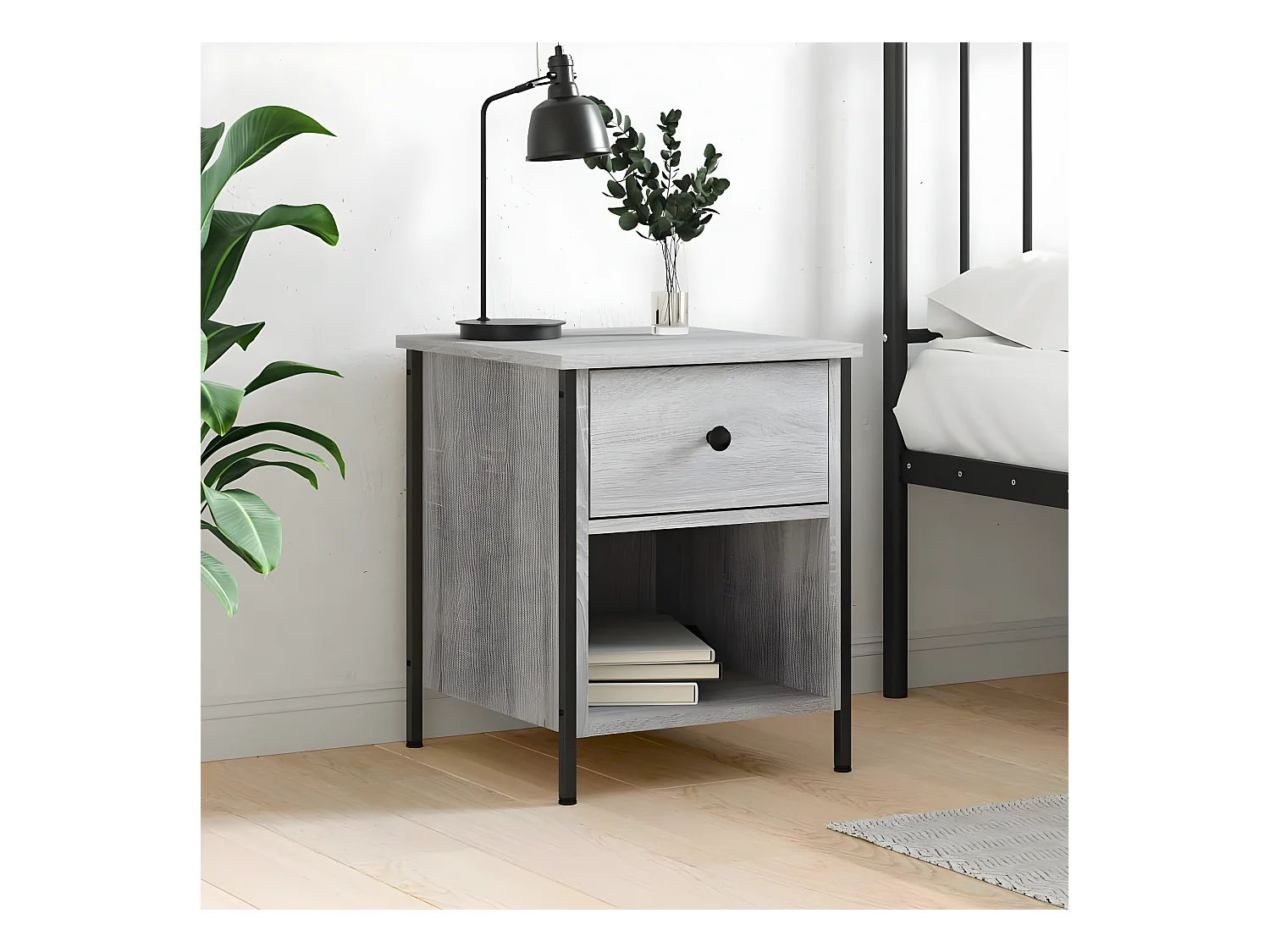 Table de chevet sonoma gris 40x42x50 cm bois d'ingénierie