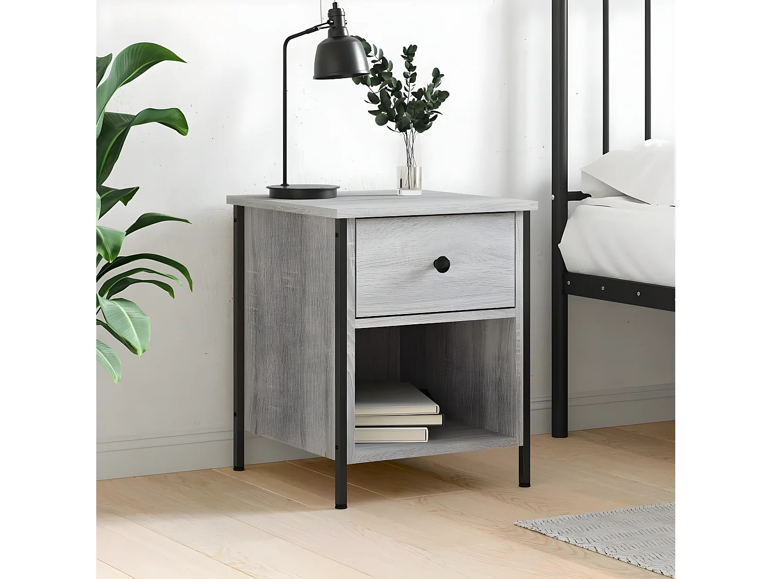 Table de chevet sonoma gris 40x42x50 cm bois d'ingénierie