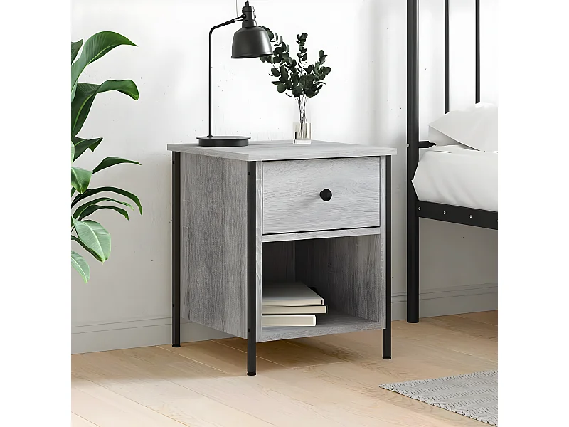 Table de chevet sonoma gris 40x42x50 cm bois d'ingénierie