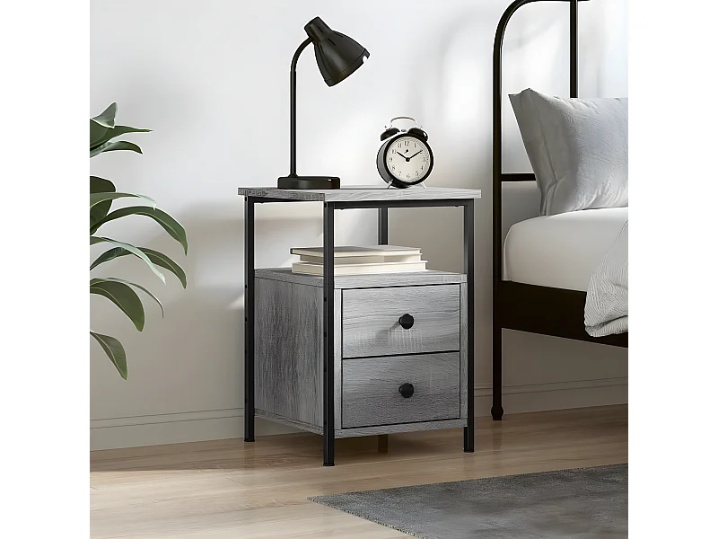 Mesa cabeceira 34x35,5x50 cm derivados madeira cinzento sonoma